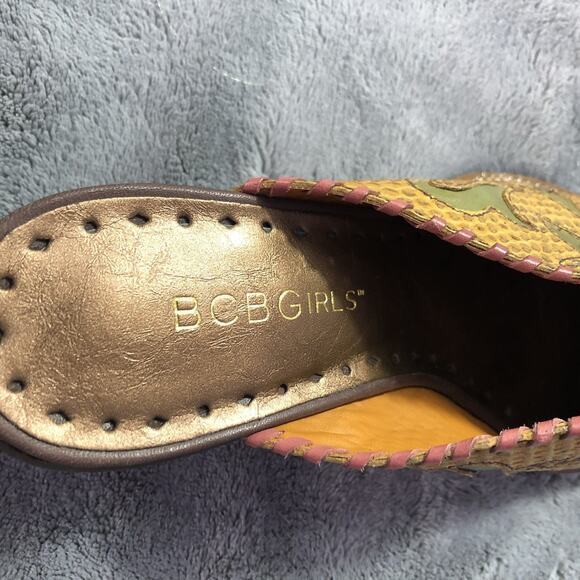 Y2K Women's 6.5B/36 BCBGirls Western Cowboy Boots Slip-On Mules Inlaid leather - Picture 6 of 10